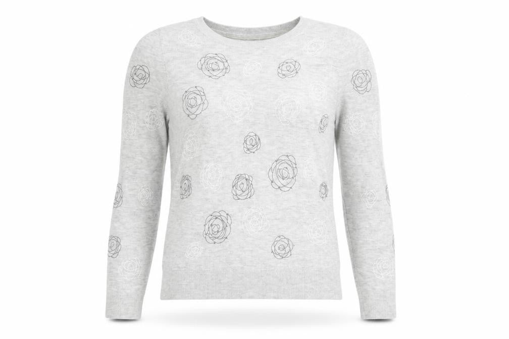 Front view of RJR.John Rocha Women's Grey Floral jumper, size 8