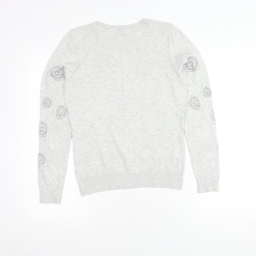 RJR.John Rocha Women's Grey Floral Pullover Jumper Size 8