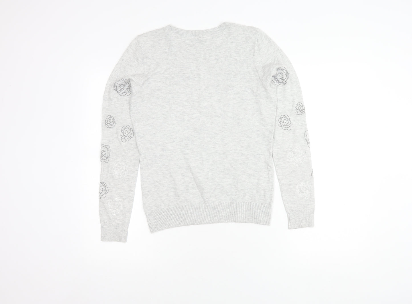 RJR.John Rocha Women's Grey Floral Pullover Jumper Size 8
