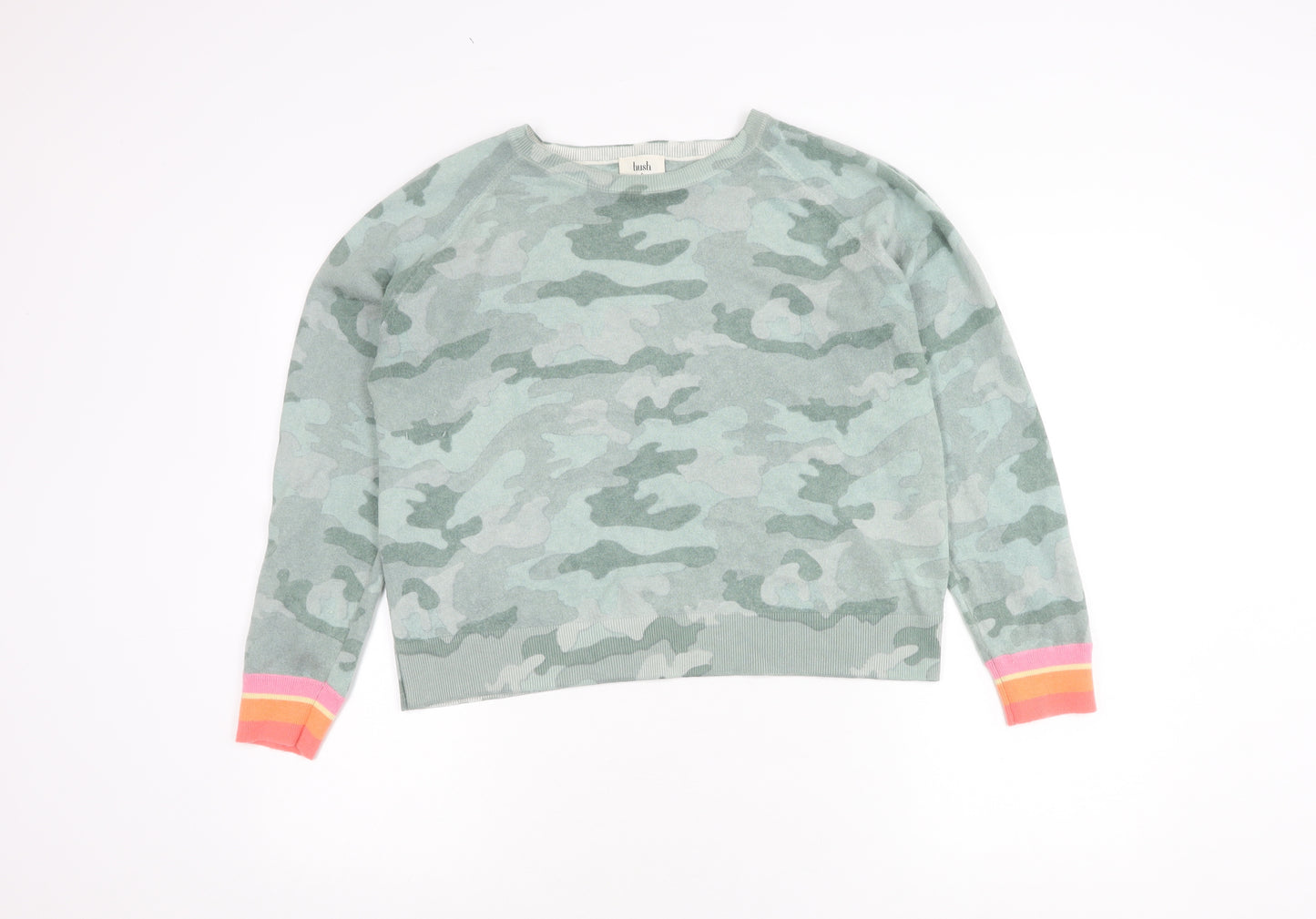 hush Women's Green XL Camouflage Wool Pullover