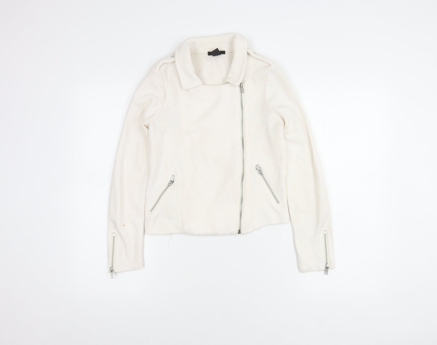 H&M Women's White Motorcycle Jacket, XS, Casual