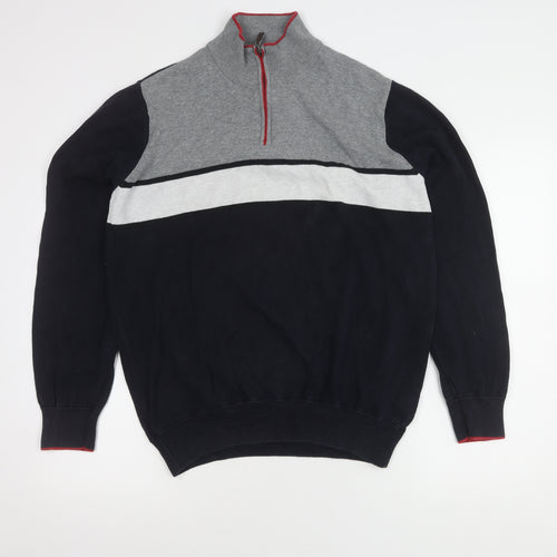 Blue Harbour Men's Black Grey Full Zip Sweatshirt L