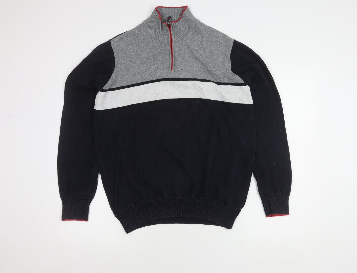 Blue Harbour Men's Black Grey Full Zip Sweatshirt L