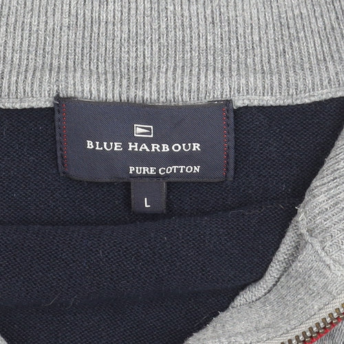 Blue Harbour Men's Black Grey Full Zip Sweatshirt L