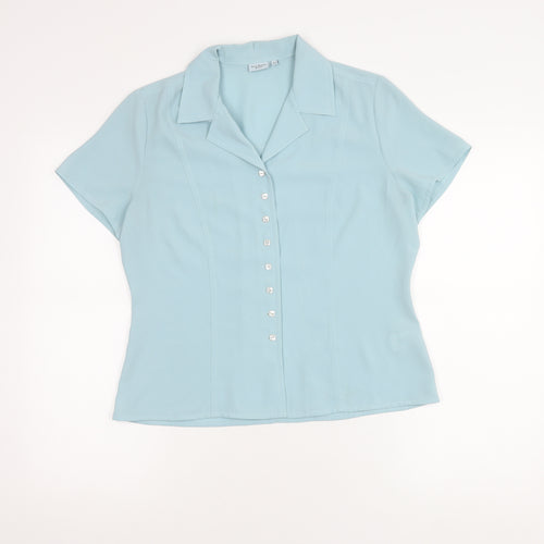 Anne Brooks Women's Petite Blue Button-Up Shirt