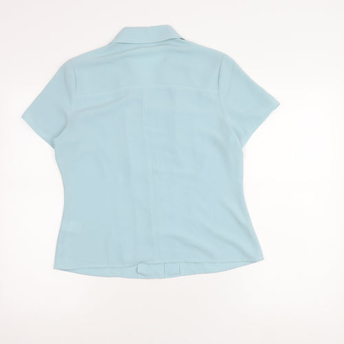 Anne Brooks Women's Petite Blue Button-Up Shirt