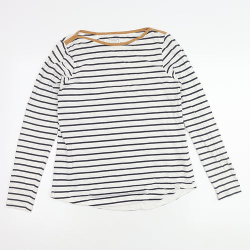 Fat Face Women's White Striped Long Sleeve Top, Size 8