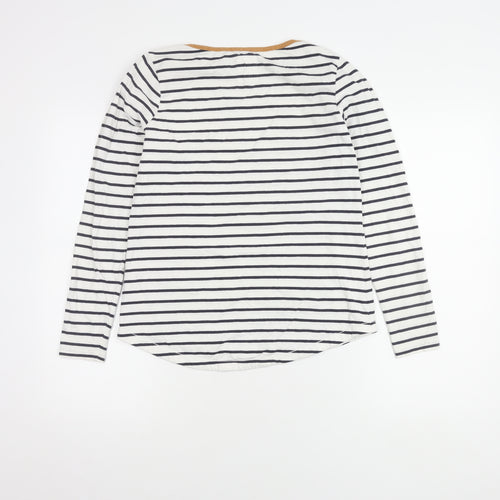 Fat Face Women's White Striped Long Sleeve Top, Size 8