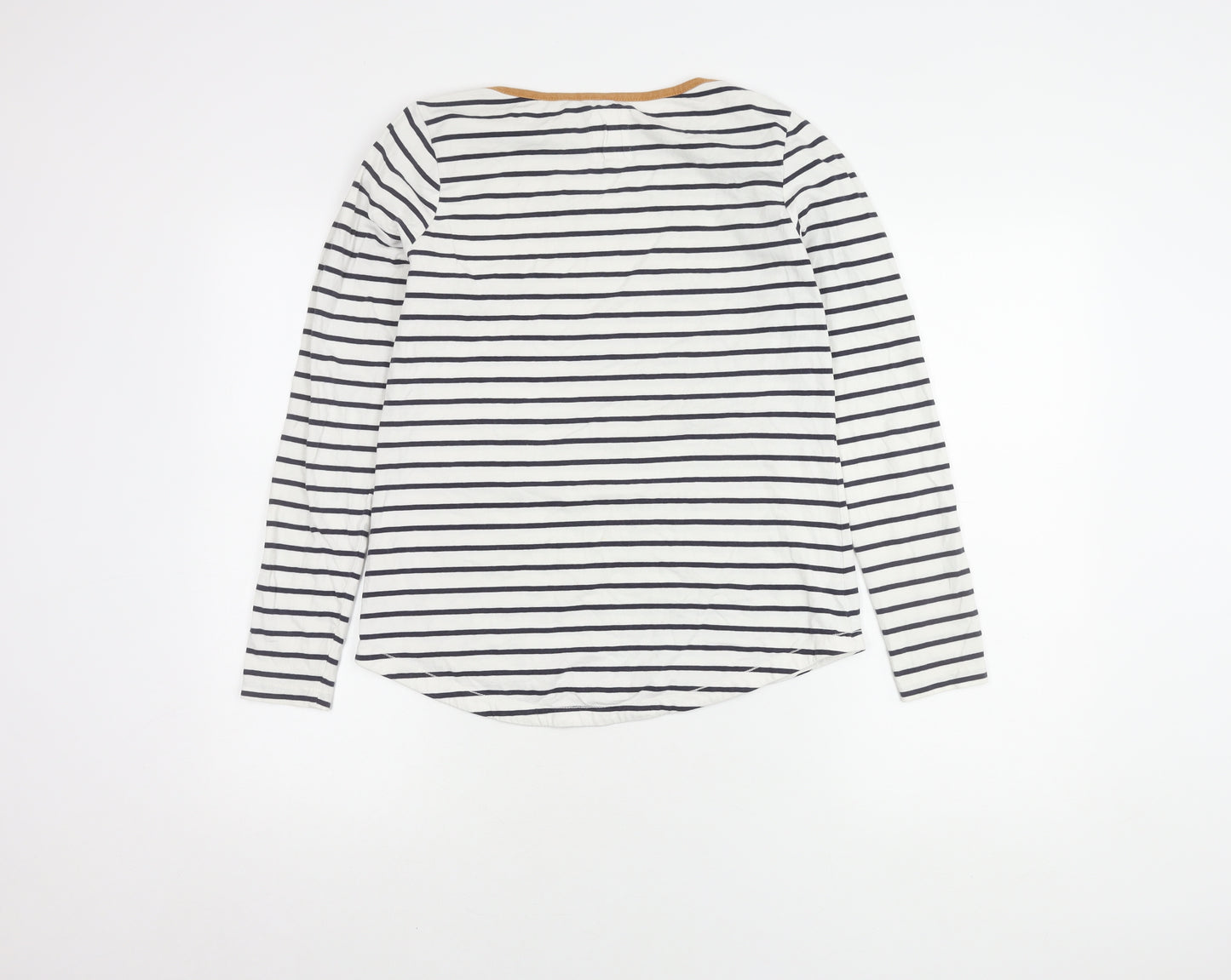 Fat Face Women's White Striped Long Sleeve Top, Size 8
