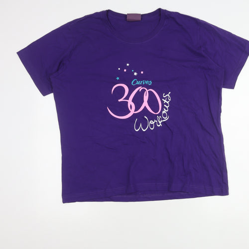 Curves Women's Purple XL Basic Cotton T-Shirt