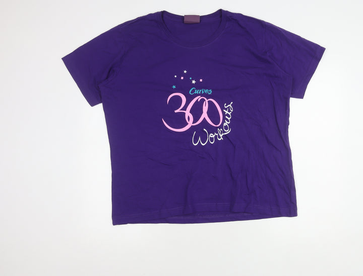 Curves Women's Purple XL Basic Cotton T-Shirt