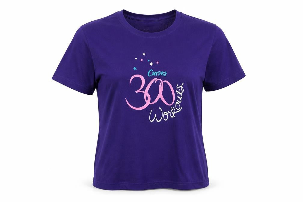 Front view of Curves Women's Purple XL Basic Cotton T-Shirt