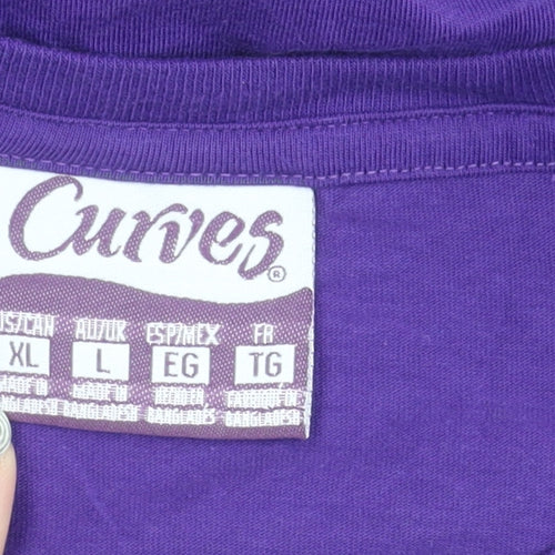 Curves Women's Purple XL Basic Cotton T-Shirt