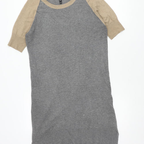 Baukjen Grey Colourblock Shift Dress - Size 12, Women's
