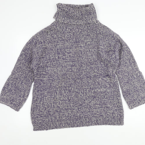 Soft Grey Womens Multicoloured Knit Roll Neck Jumper 10/12
