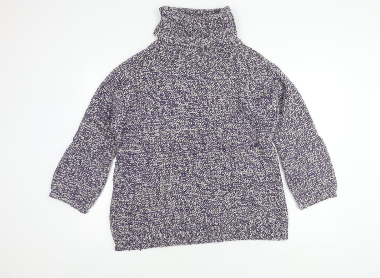 Soft Grey Womens Multicoloured Knit Roll Neck Jumper 10/12