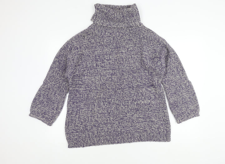 Soft Grey Womens Multicoloured Knit Roll Neck Jumper 10/12