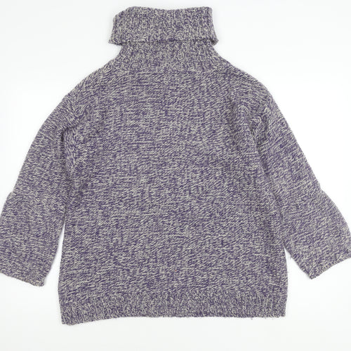 Soft Grey Womens Multicoloured Knit Roll Neck Jumper 10/12
