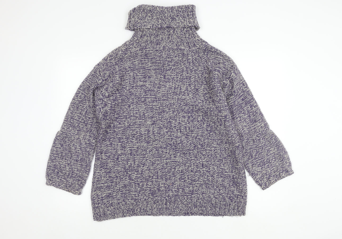 Soft Grey Womens Multicoloured Knit Roll Neck Jumper 10/12