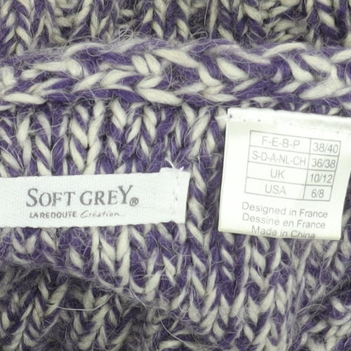 Soft Grey Womens Multicoloured Knit Roll Neck Jumper 10/12