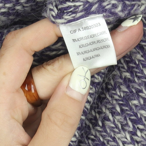 Soft Grey Womens Multicoloured Knit Roll Neck Jumper 10/12