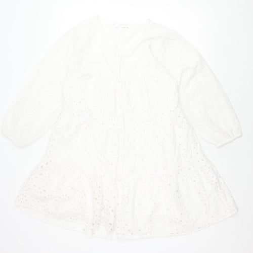 Zara Girls White Dress 11-12 Years Cotton