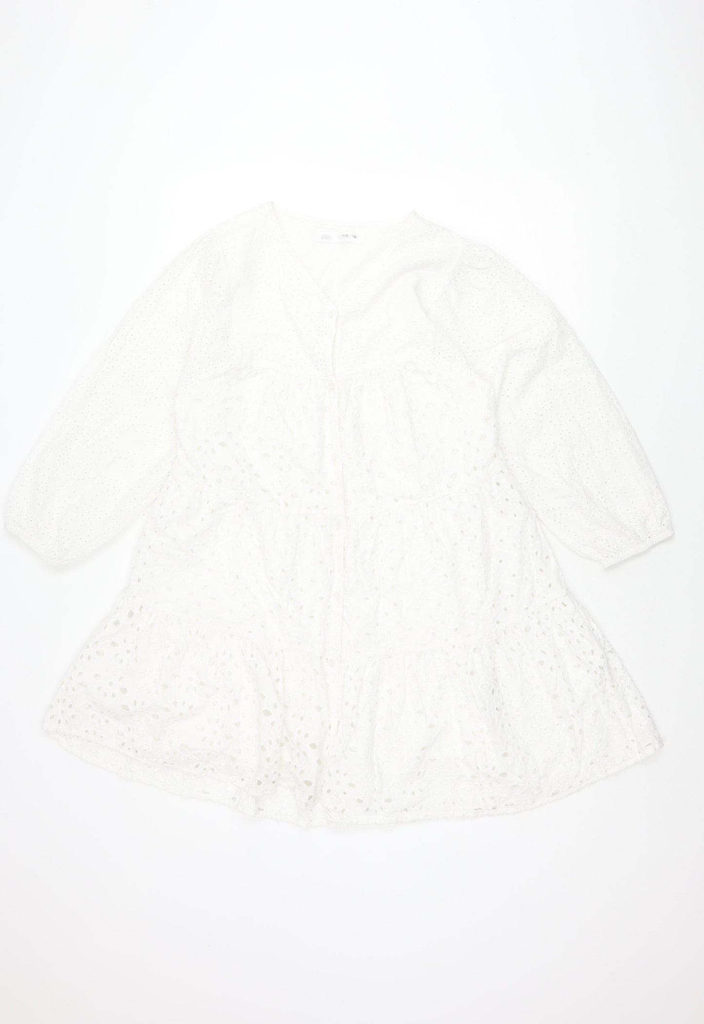 Zara Girls White Dress 11-12 Years Cotton