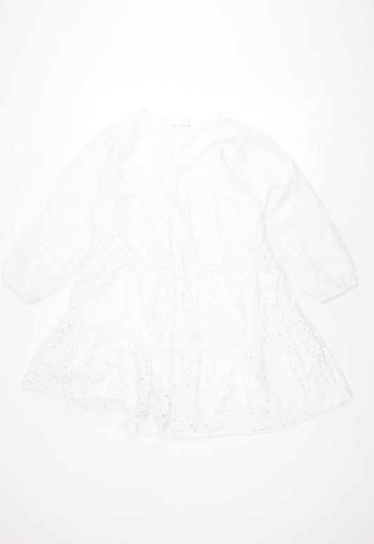Zara Girls White Dress 11-12 Years Cotton