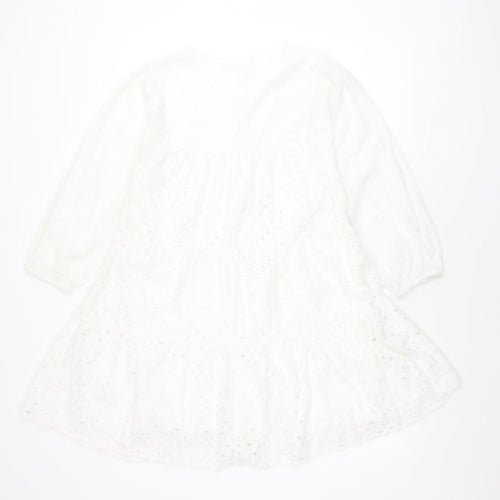 Zara Girls White Dress 11-12 Years Cotton
