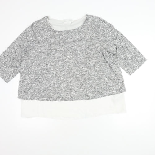 Wallis Grey Layered Bow Top for Women, Size 18