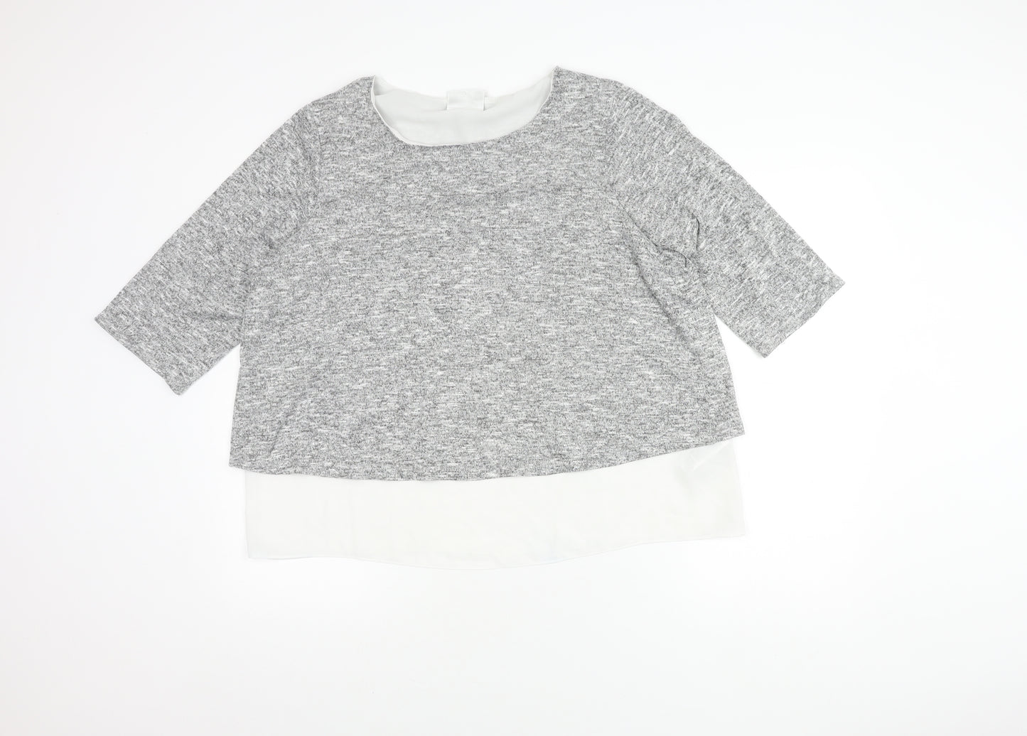 Wallis Grey Layered Bow Top for Women, Size 18