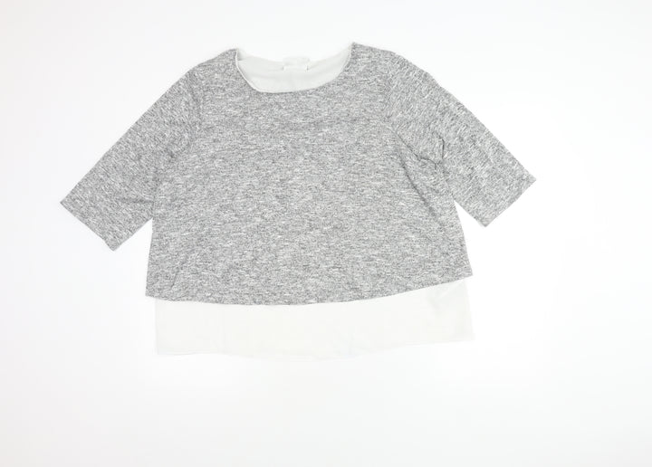 Wallis Grey Layered Bow Top for Women, Size 18
