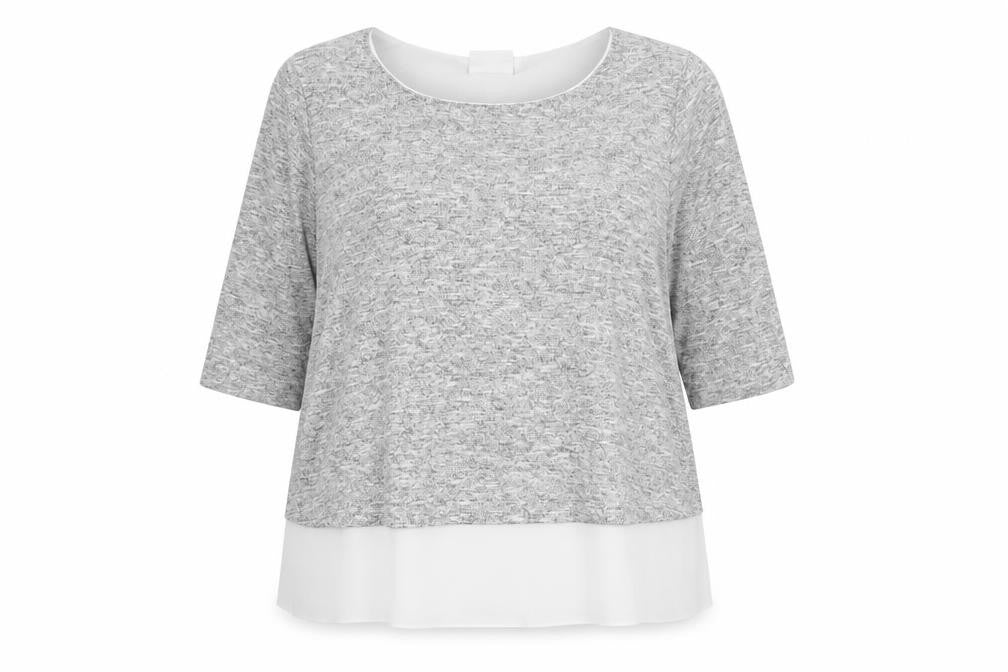 Front view of Wallis Grey Layered Bow Top for Women, size 18