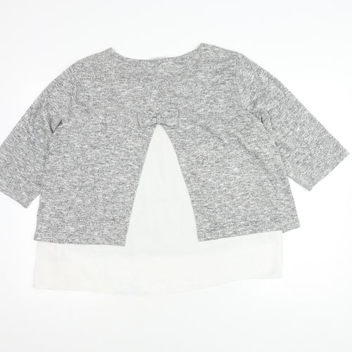 Wallis Grey Layered Bow Top for Women, Size 18