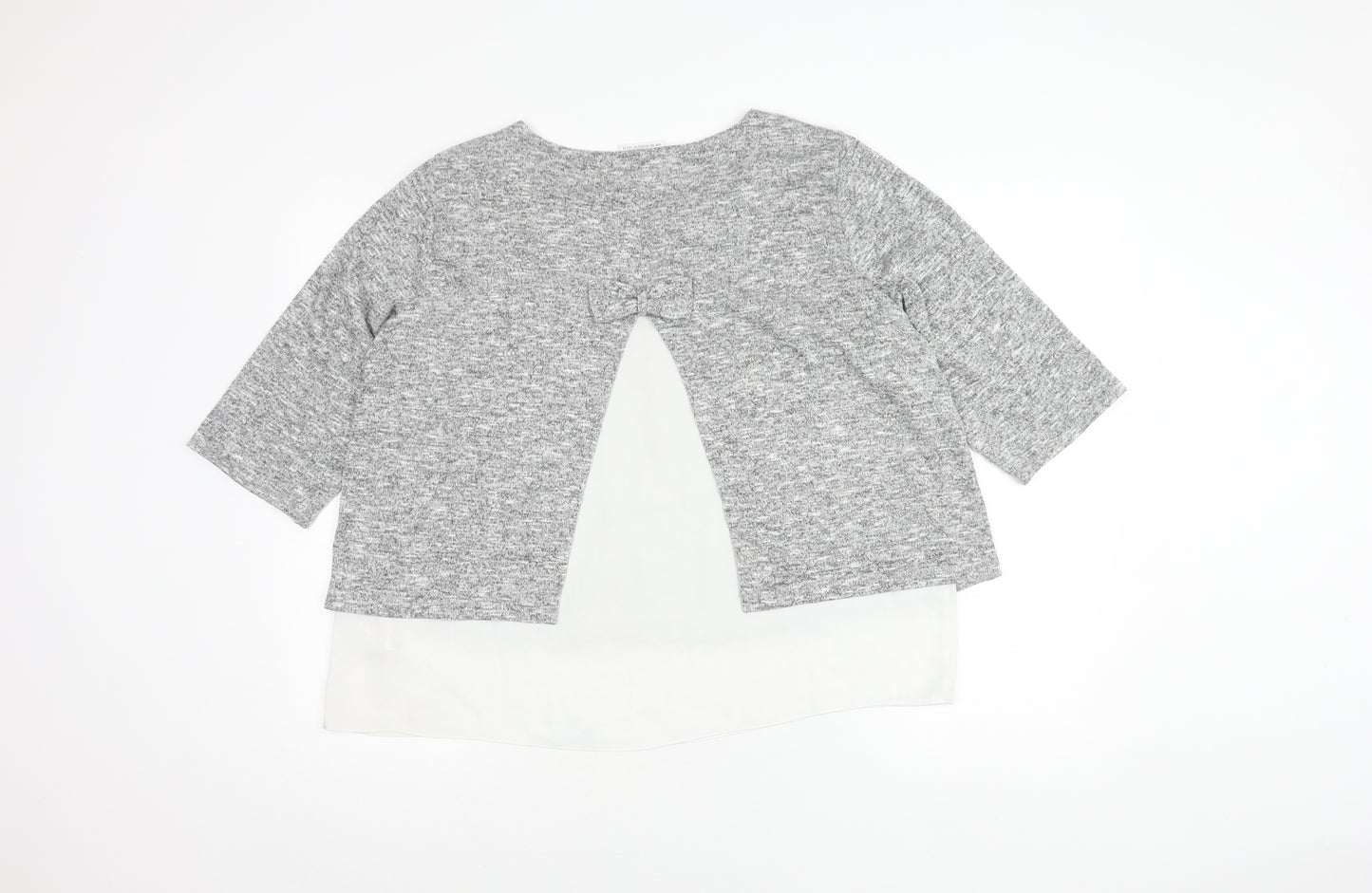 Wallis Grey Layered Bow Top for Women, Size 18