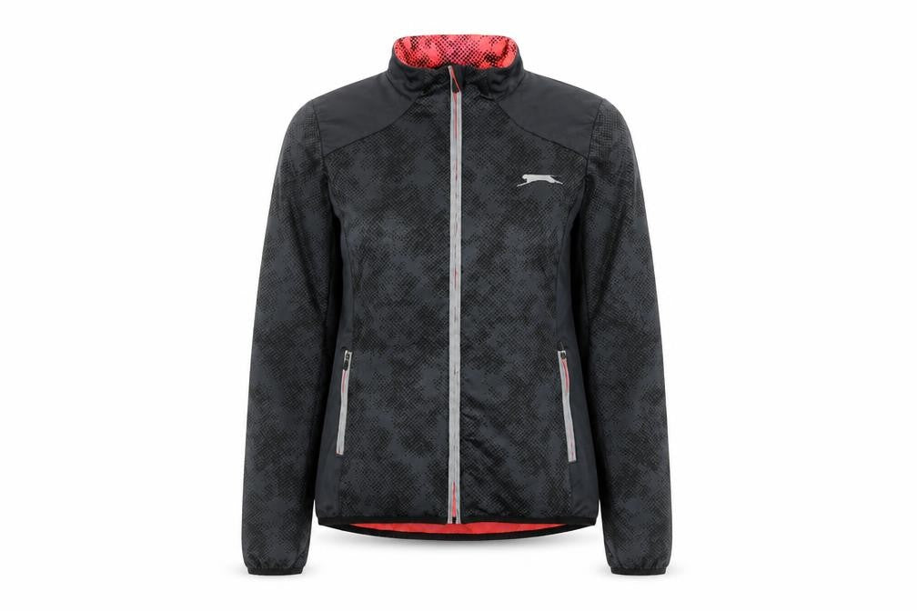 Front view of Slazenger Women's Black Track Jacket, size 12, Athletic Fit