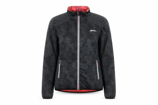 Front view of Slazenger Women's Black Track Jacket, size 12, Athletic Fit