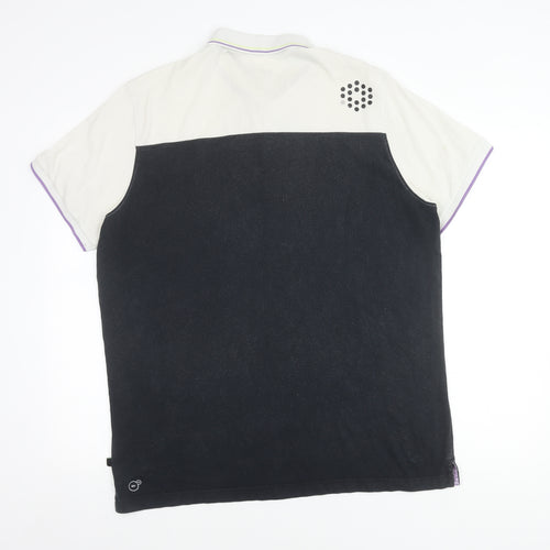Puma Men's Striped Polo Shirt XL, Black & White