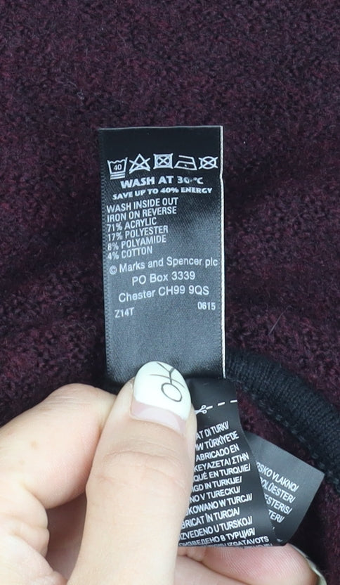 Marks and Spencer Women's Purple Open Front Cape Hooded Jumper M