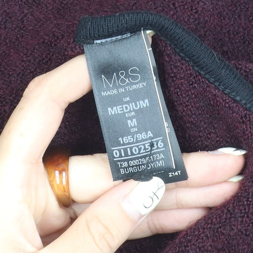 Marks and Spencer Women's Purple Open Front Cape Hooded Jumper M
