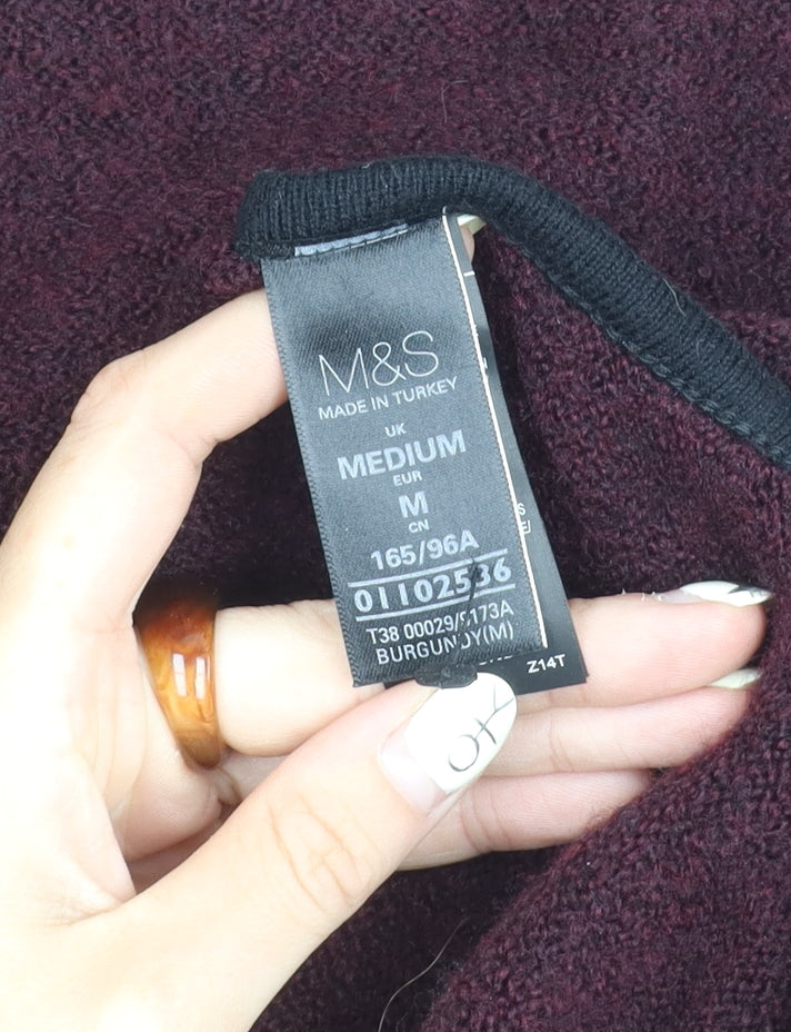Marks and Spencer Women's Purple Open Front Cape Hooded Jumper M