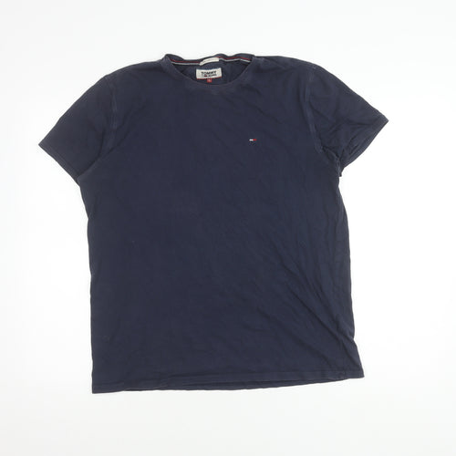 Tommy Jeans Men's Blue Cotton T-Shirt, Size L