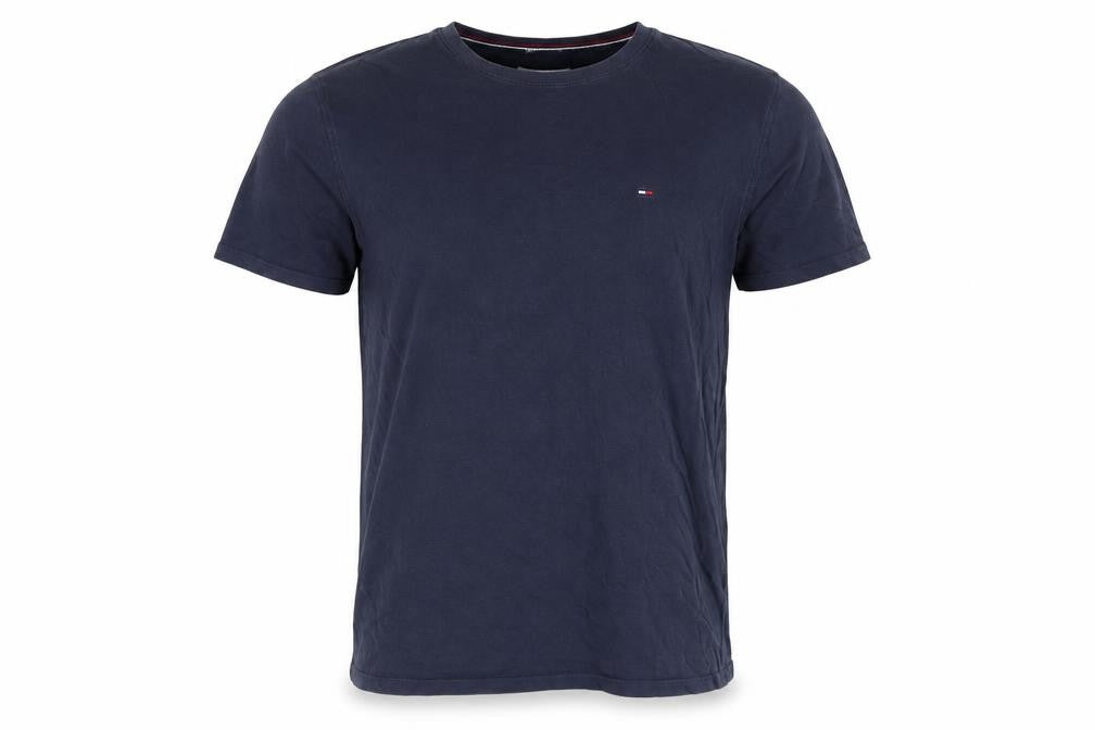 Front view of Tommy Jeans Men's Blue Cotton T-Shirt, size L