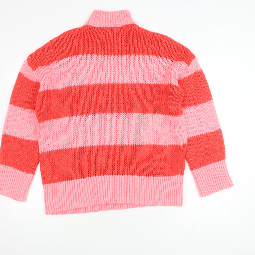 MNG Women's Pink Striped Pullover Jumper Size 8