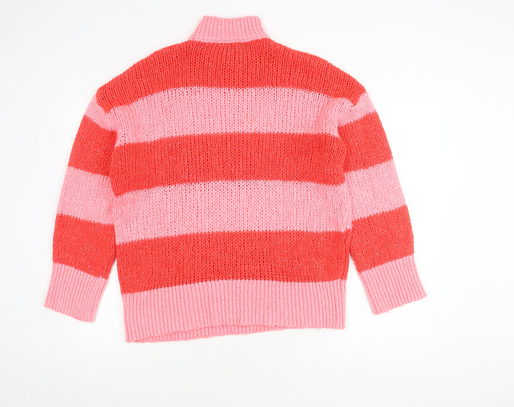 MNG Women's Pink Striped Pullover Jumper Size 8