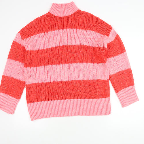 MNG Women's Pink Striped Pullover Jumper Size 8