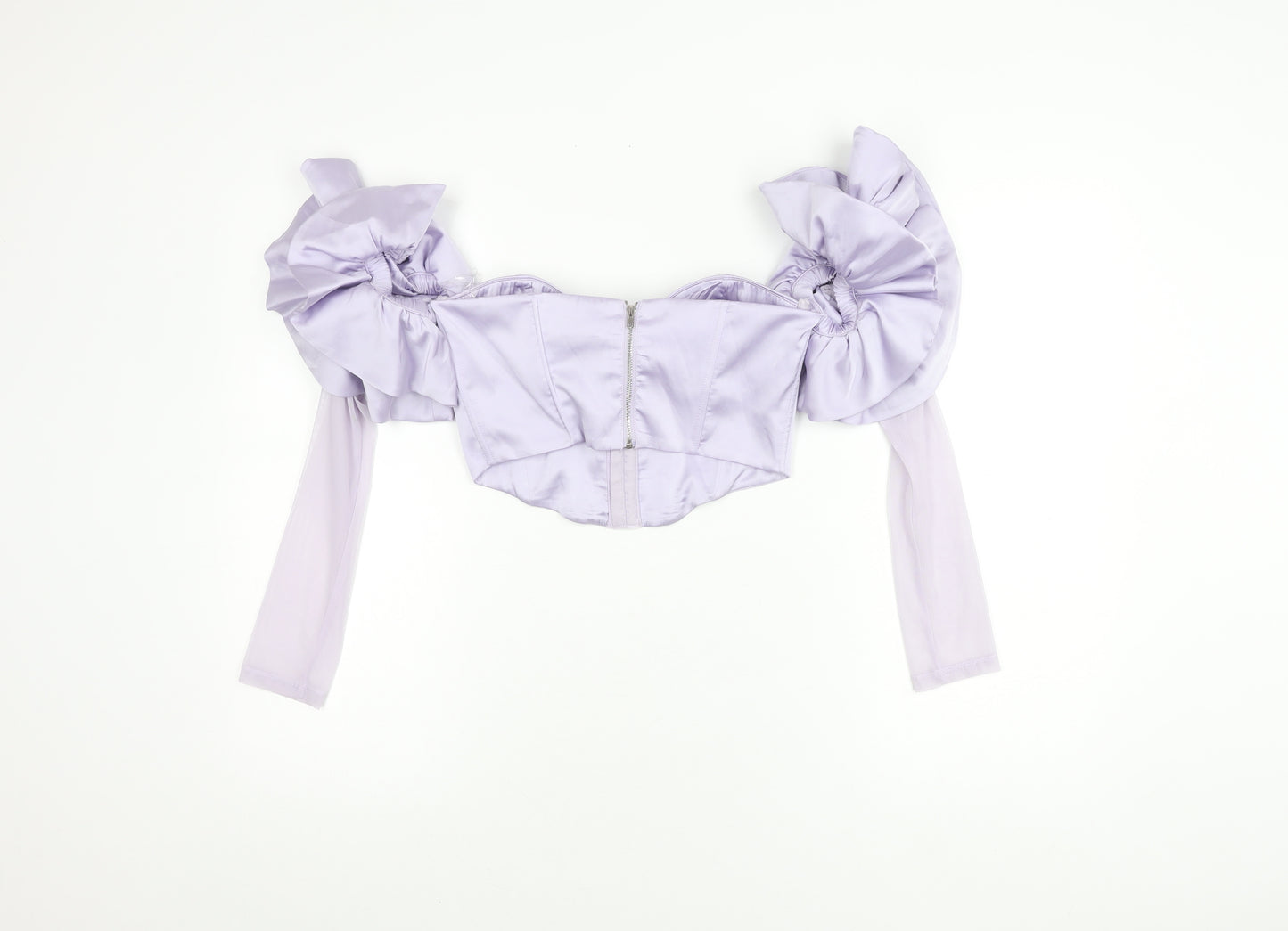 Oh Polly Women's Purple Cropped Puff Sleeve Top