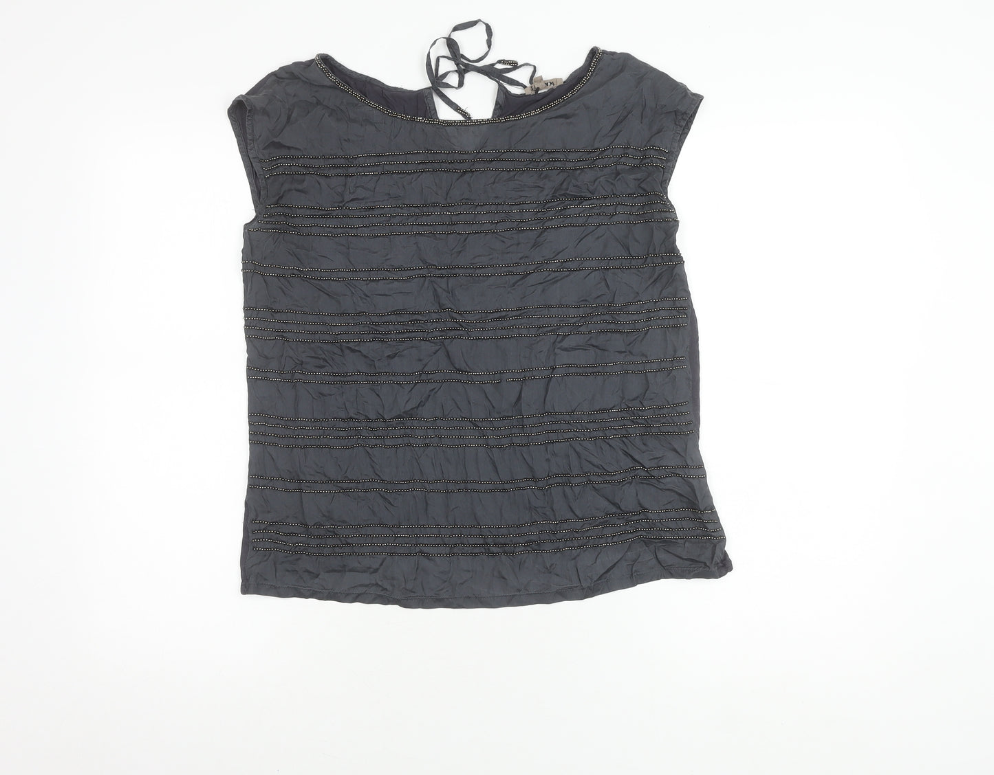 Jigsaw Women's Black Beaded Sleeveless Blouse - S