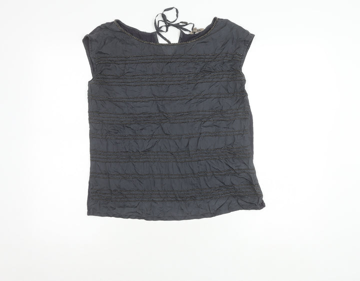 Jigsaw Women's Black Beaded Sleeveless Blouse - S