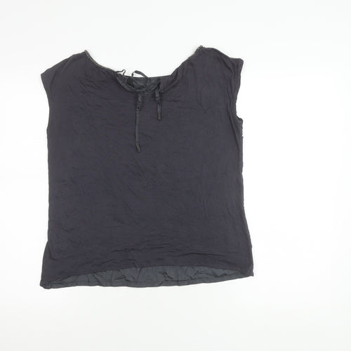 Jigsaw Women's Black Beaded Sleeveless Blouse - S